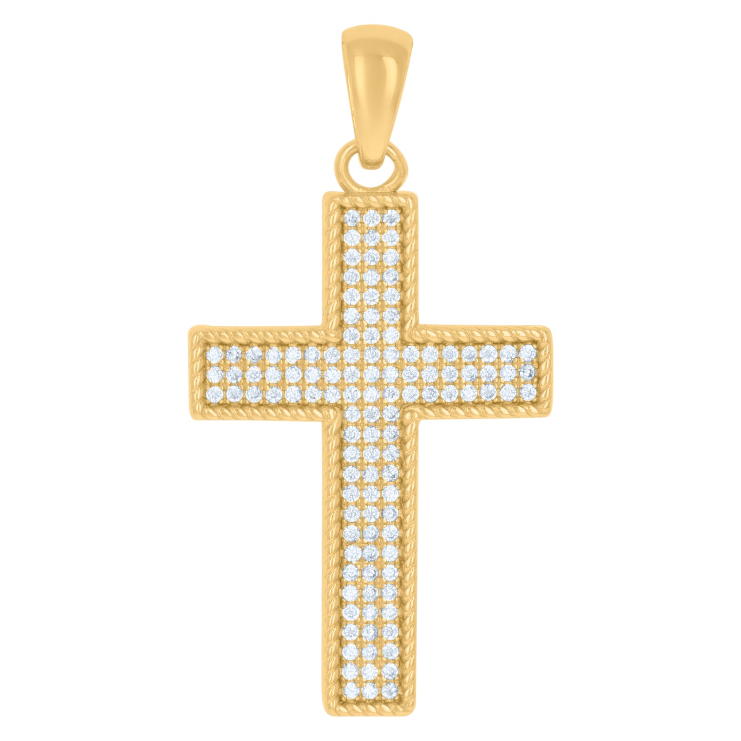 Sterling Silver Mens Cubic-Zirconia Cross Religious Charm Pendant