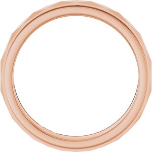 18K Yellow Or White Or Rose Gold 4 mm Milgrain Stepped-Edge Geometric Faceted Band