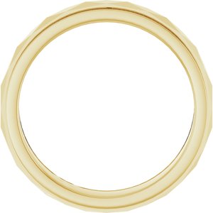 14K Yellow Or White Or Rose Gold Or Sterling Silver Or Platinum 4 mm Milgrain Stepped-Edge Geometric Faceted Band