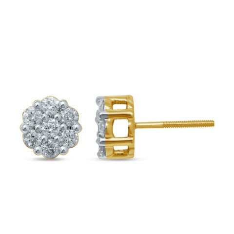 10K Yellow Gold 0.77 Cttw Diamond Flower Earring