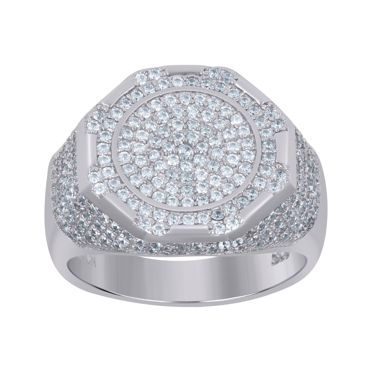 Sterling Silver Mens Cubic-Zirconia Fashion Bridal Anniversary Wedding Engagement Band Ring