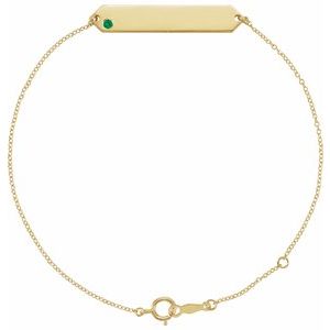14K Yellow Gold Set Natural Emerald Round 2 Mm 33 X 6 Mm 7-8 In Polished Natural Emerald Geometric Bracelet