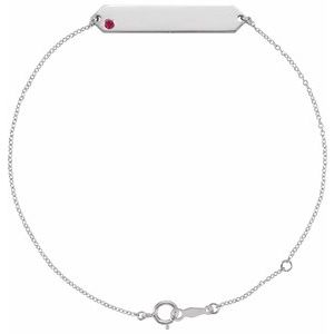 Sterling Silver Set Natural Ruby Round 2 Mm 33 X 6 Mm 7-8 In Polished Natural Ruby Geometric Bracelet