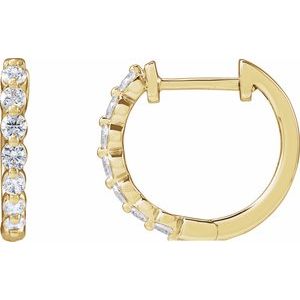 14K Yellow Gold Pair Round Shape 2.1Mm Si1-Si2, Gh 1/2 Ctw Lab-Grown Diamond Hoop Earrings, Length: 16 Mm, Thickness: 2 Mm