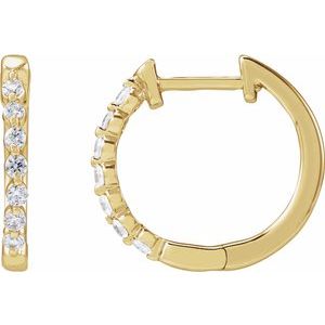 14K Yellow Gold Pair Round Shape 1.5Mm Si1-Si2, Gh 1/5 Ctw Lab-Grown Diamond Hoop Earrings, Length: 15.3 Mm, Thickness: 2 Mm
