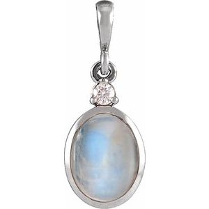 14K Yellow Or White Gold 8x6 mm .03 CT Natural Diamond Pendant