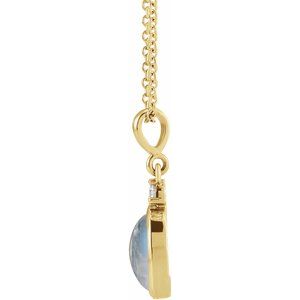14K Yellow Gold 6 mm .03 CT Natural Diamond 16-18" Bezel-Set Cabochon Necklace