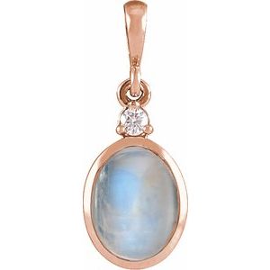 14K Rose Gold 6x4 mm .015 CT Natural Diamond Pendant