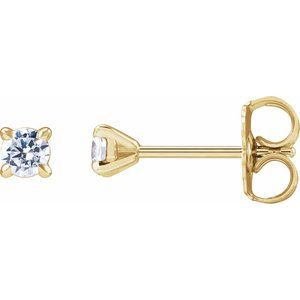 14K Yellow Gold Round 3Mm Si1-Si2, G-H 1/5 Ctw Lab-Grown Diamond 4-Prong Claw Cocktail Style Stud Friction Back Earrings