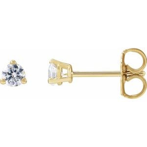 14K Yellow Gold Round 3Mm Si1-Si2, G-H 1/5 Ctw Lab-Grown Diamond 3-Prong Basket Style Stud Friction Back Earrings