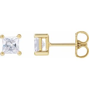 14K Yellow Gold Square 2 X 2Mm Si, G-H 1/10 Ctw Lab-Grown Diamond 4-Prong Friction Back Earrings