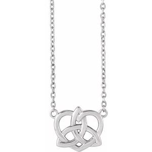 Sterling Silver 11.68 X 8.9 Mm 16-18 In Polished Celtic-Inspired Heart Necklace