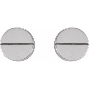 14K White Gold 4.9 Mm Pair Press Fit Back Included 6 Mm Polished Geometric Earrings With Press Fit Closure