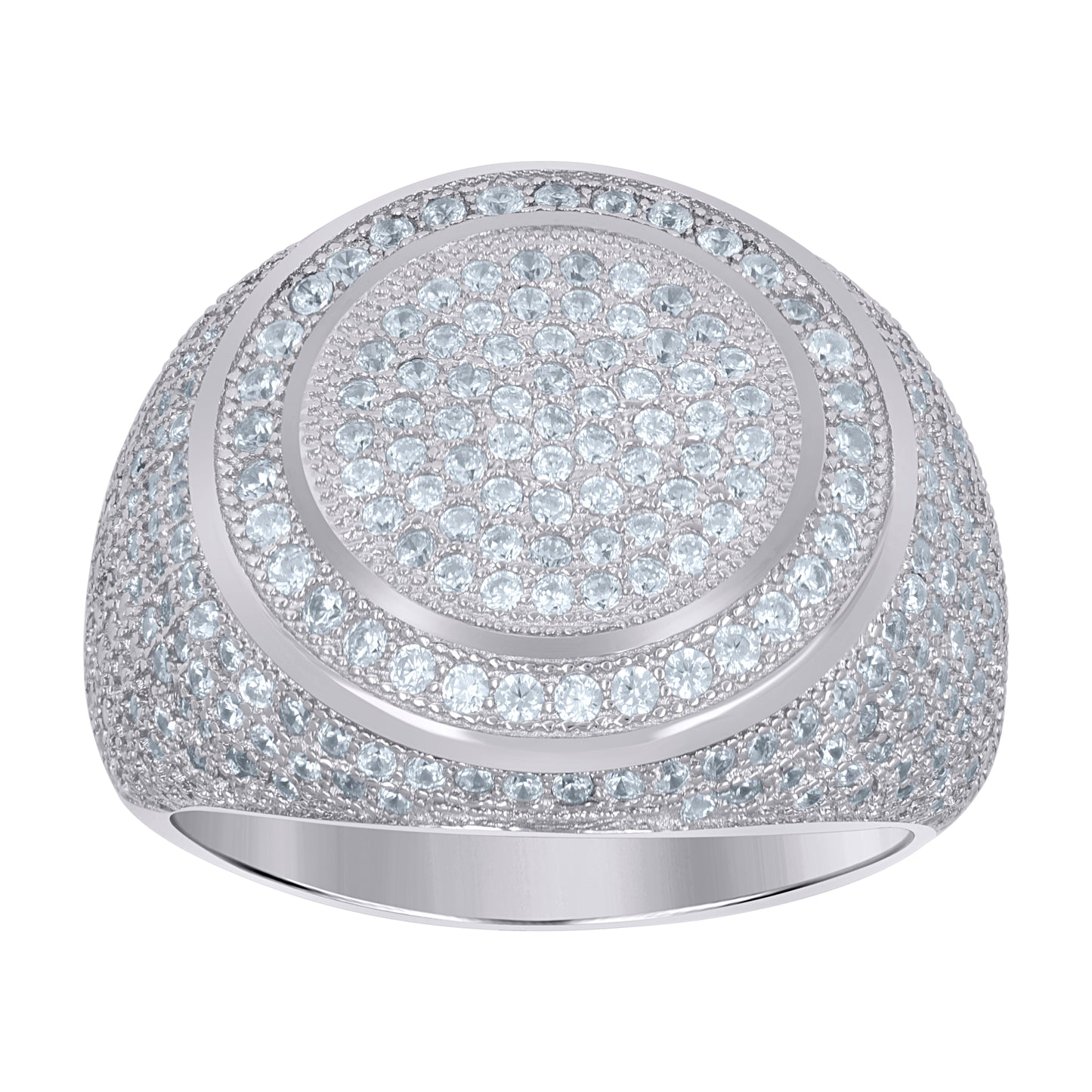 Sterling Silver Mens Cubic-Zirconia Cluster Fashion Bridal Anniversary Wedding Engagement Band Ring