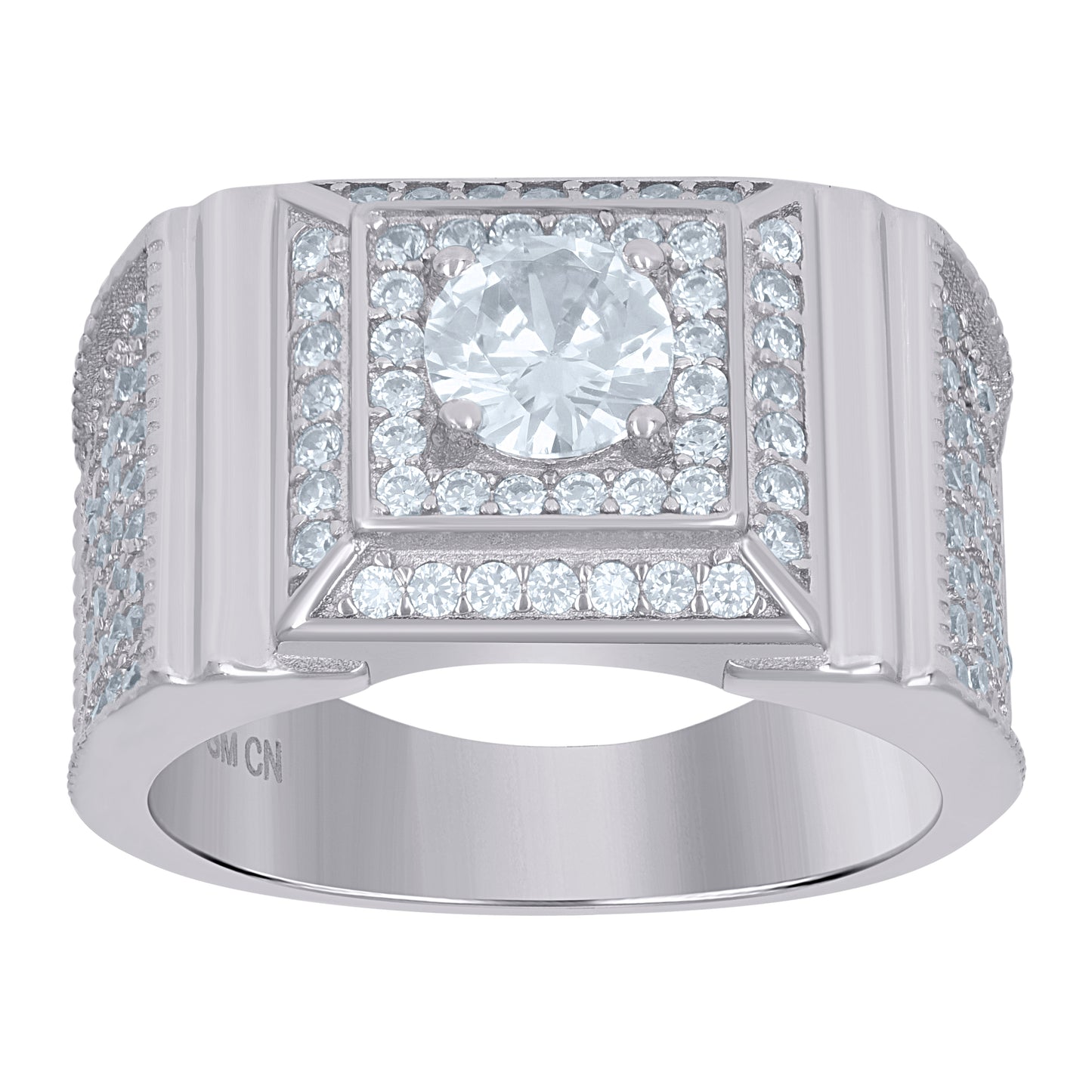 Sterling Silver Men's Cubic-Zirconia Fashion Bridal Anniversary Wedding Engagement Band Ring