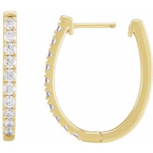 14K Yellow Gold 23 X 17.46 Mm 2.5 Mm Lab-Grown Diamond Round 2.3Mm Pair Hinged Polished 9/10 Ctw Lab-Grown Diamond Hoop Earrings