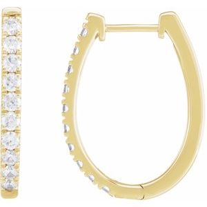 14K Yellow Gold 23 X 17.46 Mm 2.5 Mm Lab-Grown Diamond Round 2.3Mm Pair Hinged Polished 9/10 Ctw Lab-Grown Diamond Hoop Earrings