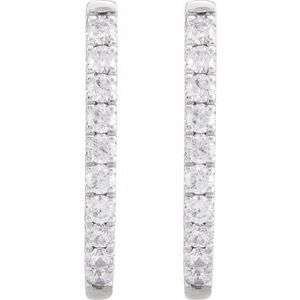14K White Gold 23 X 17.46 Mm 2.5 Mm Round 2.3Mm Pair Hinged Polished 9/10 Ctw Lab-Grown Diamond Hoop Earrings