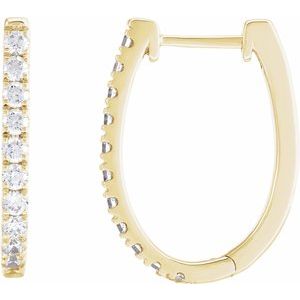 14K Yellow Gold 21 X 15.48 Mm 2 Mm Lab-Grown Diamond Round 2Mm Pair Hinged Polished 3/4 Ctw Lab-Grown Diamond Hoop Earrings