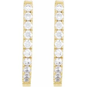 14K Yellow Gold 18 X 15.24 Mm 2 Mm Lab-Grown Diamond Round 1.8Mm Pair Hinged Polished 1/2 Ctw Lab-Grown Diamond Hoop Earrings