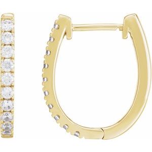 14K Yellow Gold 18 X 15.24 Mm 2 Mm Lab-Grown Diamond Round 1.8Mm Pair Hinged Polished 1/2 Ctw Lab-Grown Diamond Hoop Earrings