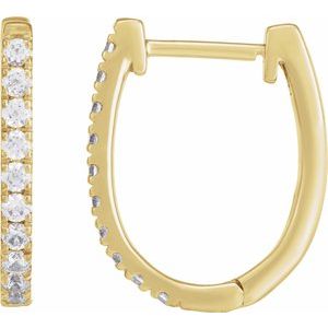 14K Yellow Gold 16 X 13.22 Mm 2 Mm Lab-Grown Diamond Round 1.6Mm Pair Hinged Polished 1/3 Ctw Lab-Grown Diamond Hoop Earrings