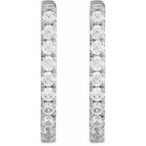 14K White Gold 16 X 13.22 Mm 2 Mm Round 1.6Mm Pair Hinged Polished 1/3 Ctw Lab-Grown Diamond Hoop Earrings