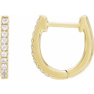 14K Yellow Gold 13 X 12.33 Mm 2 Mm Lab-Grown Diamond Round 1.2Mm Pair Hinged Polished 1/6 Ctw Lab-Grown Diamond Hoop Earrings