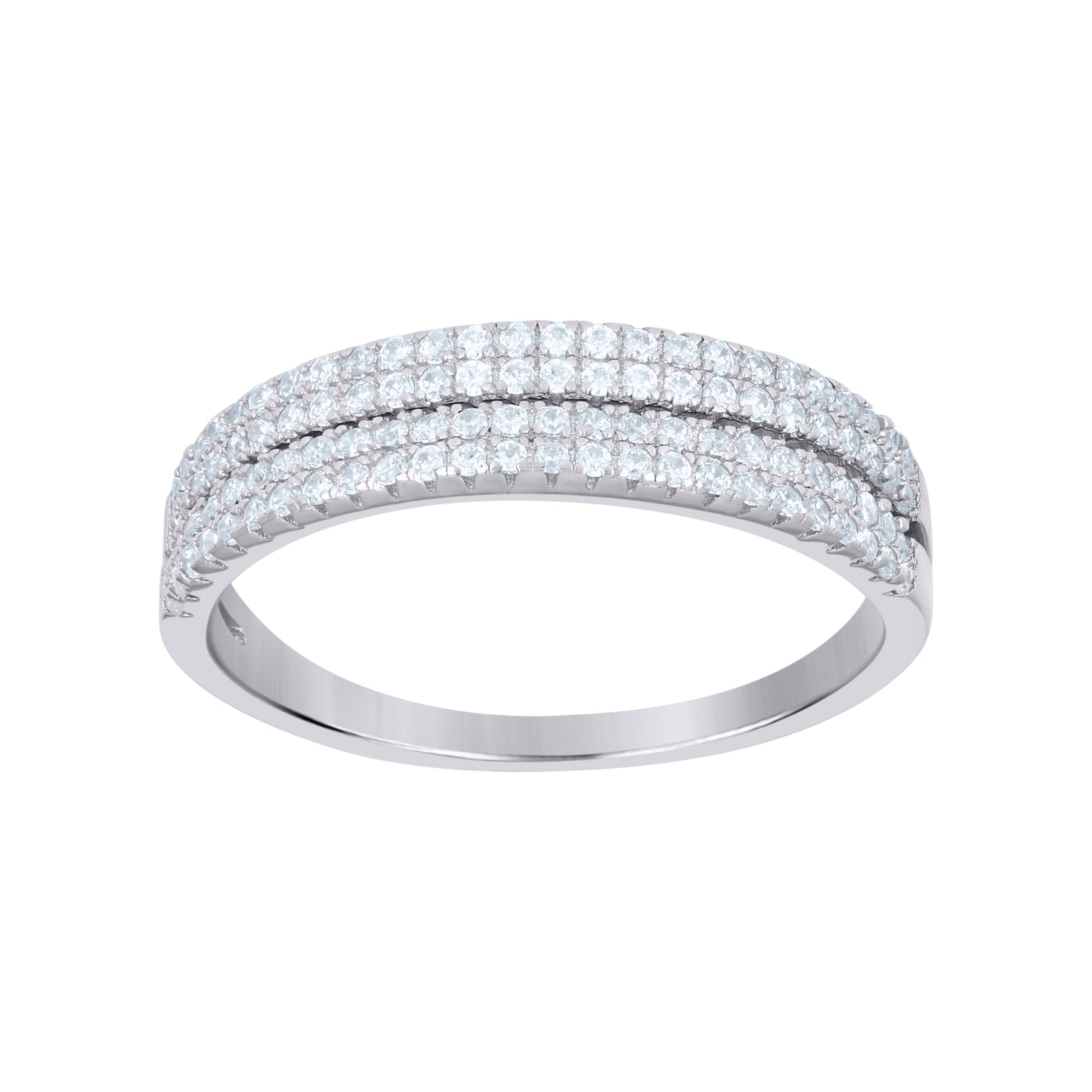 Sterling Silver Women's Cubic-Zirconia Fashion Bridal Anniversary Wedding Engagement Band Ring