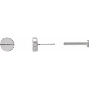 14K White Gold 4.9 Mm Pair Press Fit Back Included 6 Mm Polished Geometric Earrings With Press Fit Closure