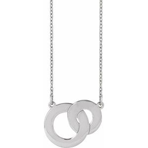 Sterling Silver 15.96 X 13 Mm 18 In Polished Engravable Interlocking Circles Necklace