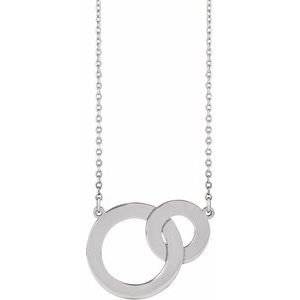 14K White Gold 20.72 X 16 Mm 18 In Polished Engravable Interlocking Circles Necklace