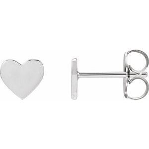 Sterling Silver 6 X 6 Mm Pair Friction Backs Included Polished Heart Stud Earrings