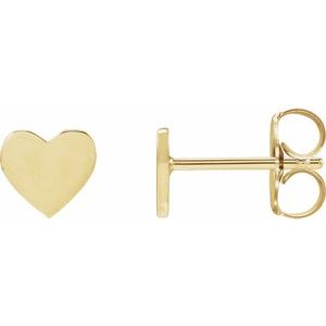 14K Yellow Gold 6 X 6 Mm Pair Friction Backs Polished Heart Stud Earrings