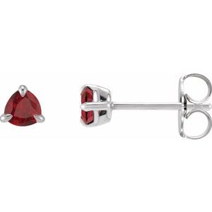 14K White Gold Trillion Shape 3.5 X 3.5 X 3.5 Mm Natural Ruby Claw-Prong Solitaire Earrings