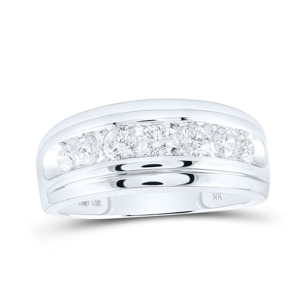 10K White Gold Mens Round Diamond Wedding Channel-Set Band Ring 1 Cttw, Mens Size: 7-13