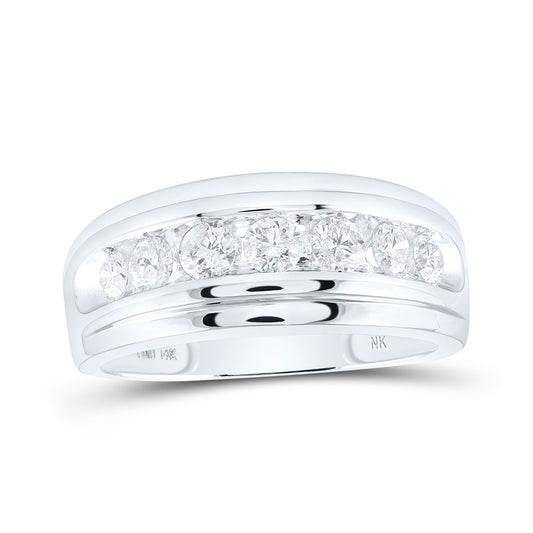 10K White Gold Mens Round Diamond Wedding Channel-Set Band Ring 1 Cttw, Mens Size: 7-13