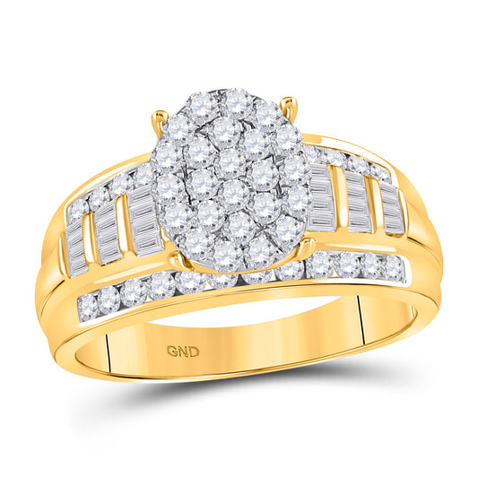 10K Yellow Gold Round Diamond Oval Bridal Wedding Engagement Ring 1 Cttw, Womens Size: 5-10