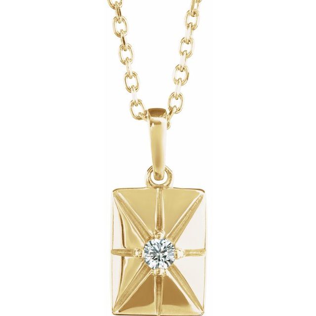 14K Yellow Gold Round 2Mm I1, G-H 16-18 In Polished .03 Ct Natural Diamond Necklace