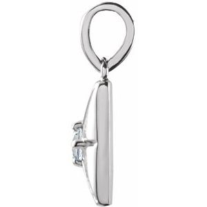 14K White Gold Round 2Mm G-H I1 .03 Ct Natural Diamond Pendant