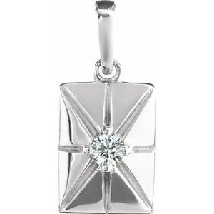 14K White Gold Round 2Mm G-H I1 .03 Ct Natural Diamond Pendant