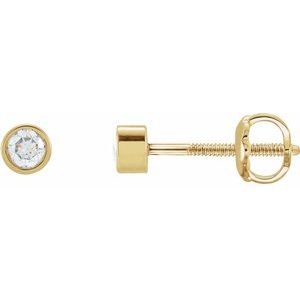 14K Yellow Gold Round 2.5 Mm 1/8 Ctw Lab-Grown Diamond Micro Bezel-Set Earrings