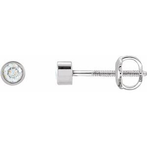 14K White Gold Round 2.5 Mm 1/8 Ctw Lab-Grown Diamond Micro Bezel-Set Earrings