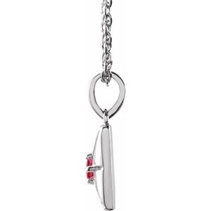 Sterling Silver Round 2 Mm  Lab-Grown Ruby Necklace, Length: 18 In