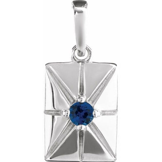 Sterling Silver Round  2 Mm Polished Natural Blue Sapphire Pendant