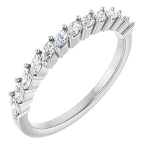 14K White Gold Natural Diamond Marquise 3 X 1.5 Mm Polished 3/8 Ctw Natural Diamond Anniversary Band Size 7