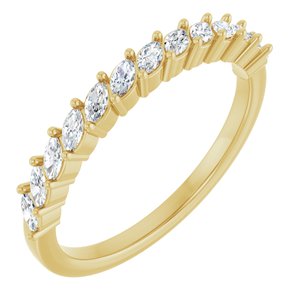 14K Yellow Gold Natural Diamond Marquise 3 X 1.5 Mm Polished 3/8 Ctw Natural Diamond Anniversary Band Size 7