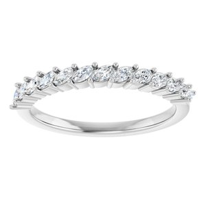 14K White Gold Natural Diamond Marquise 3 X 1.5 Mm Polished 3/8 Ctw Natural Diamond Anniversary Band Size 7