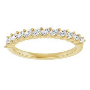 14K Yellow Gold Natural Diamond Marquise 3 X 1.5 Mm Polished 3/8 Ctw Natural Diamond Anniversary Band Size 7