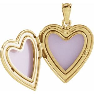 14K Yellow Gold 28 X 20 Mm Polished Heart Locket
